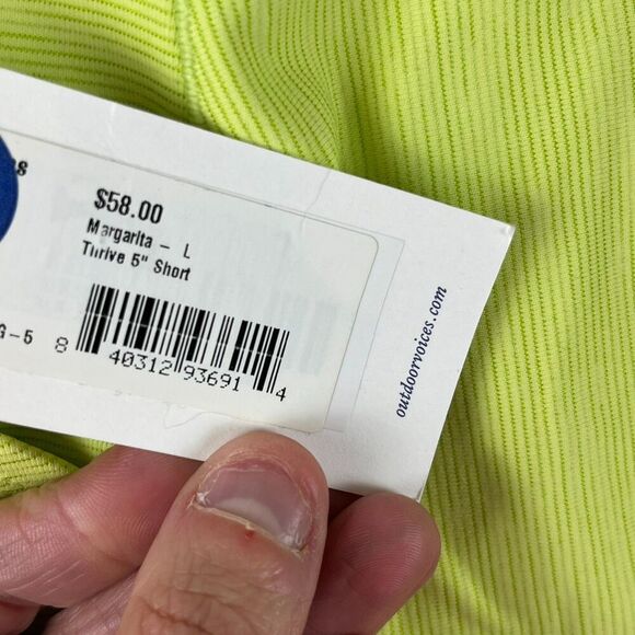 Outdoor Voices Neon Green Biker Shorts Pockets 4" Inseam Women's L NWT Athletic - Picture 3 of 9